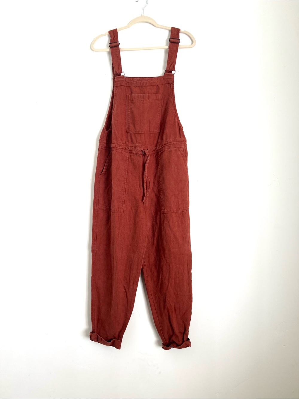 notPERFECTLINEN Everest 100% Linen Overalls Jumpsuit [size S] Rust Terracotta - Picture 2 of 7
